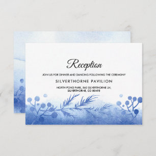 Blue Winter Branches Hochzeitskarten Einladung