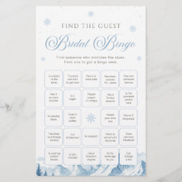 Blue Winter Bridal Shower Bingo Game