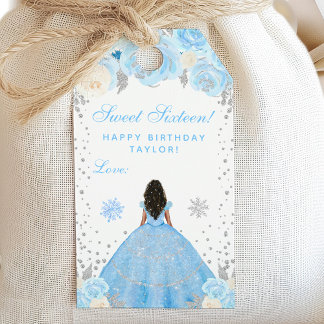 Blue Winter Dark Skin Princess 16 . Geburtstag Geschenkanhänger