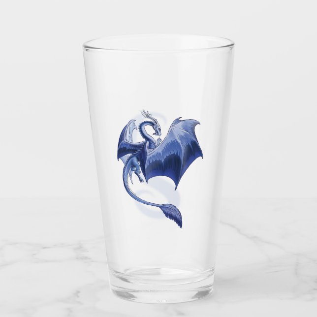 Blue Winter Dragon Fantasy Nature Art Glas (Vorderseite)