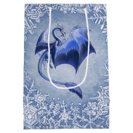 Blue Winter Dragon Fantasy Nature Art Mittlere Geschenktüte