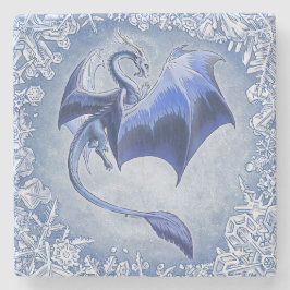 Blue Winter Dragon Fantasy Nature Art Steinuntersetzer