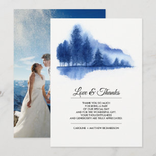 Blue Winter Forest Vielen Dank für Ihre Hochzeit F Dankeskarte