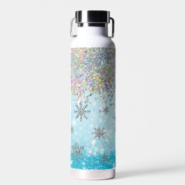 Blue Winter Glitzer Snowflake Trinkflasche