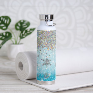 Blue Winter Glitzer Snowflake Trinkflasche