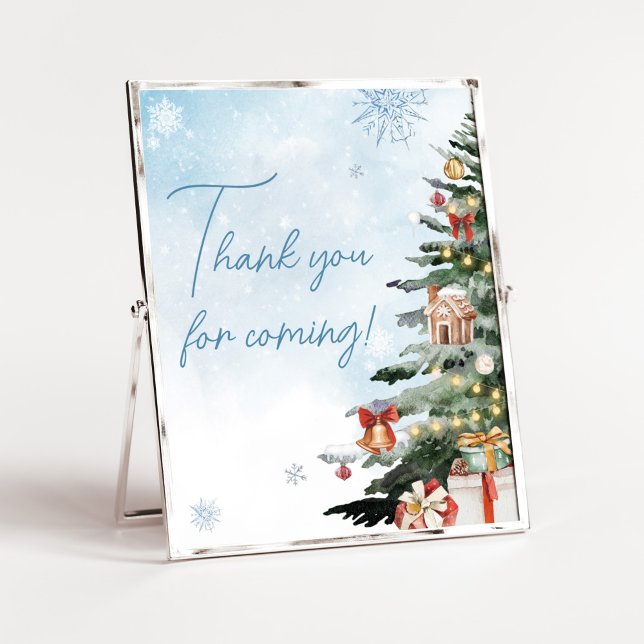 Blue Winter It's Cold Outside Vielen Dank für Ihr  Poster (Baby It's Cold Outside Baby Shower Thank you for Coming Sign)