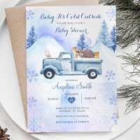 Blue Winter Mountain Woodland Baby Dusche