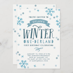 Blue Winter Onederland Erster Geburtstag Einladung