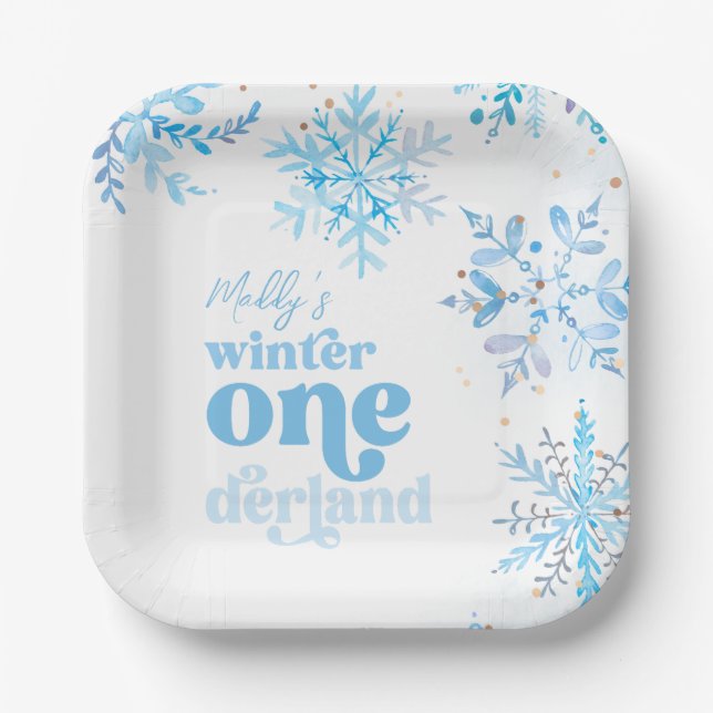 Blue Winter Onederland Party Plates Pappteller (Vorderseite)