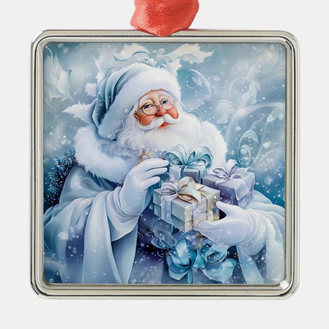 Blue Winter Ornament Aus Metall (Vorne)