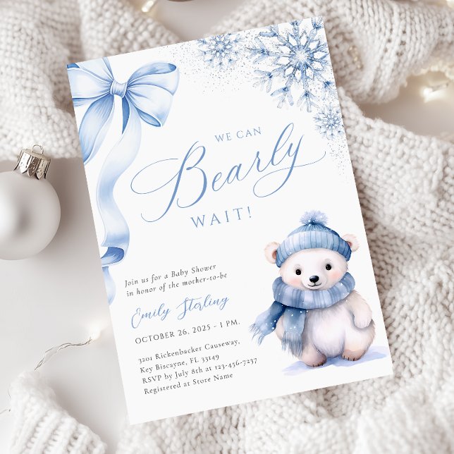 Blue Winter Polar Bear Baby Dusche Einladung (Von Creator hochgeladen)