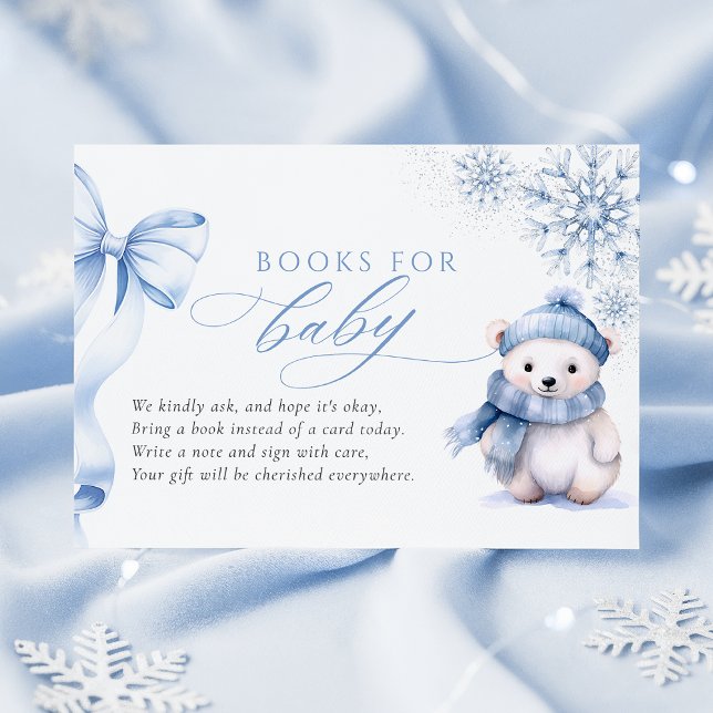 Blue Winter Polar Bear Books for Baby Card Begleitkarte (Von Creator hochgeladen)