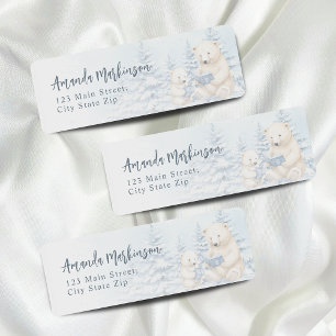 Blue Winter Polar Bear Watercolor Babydusche