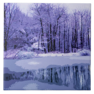 Blue Winter Pond Fliese