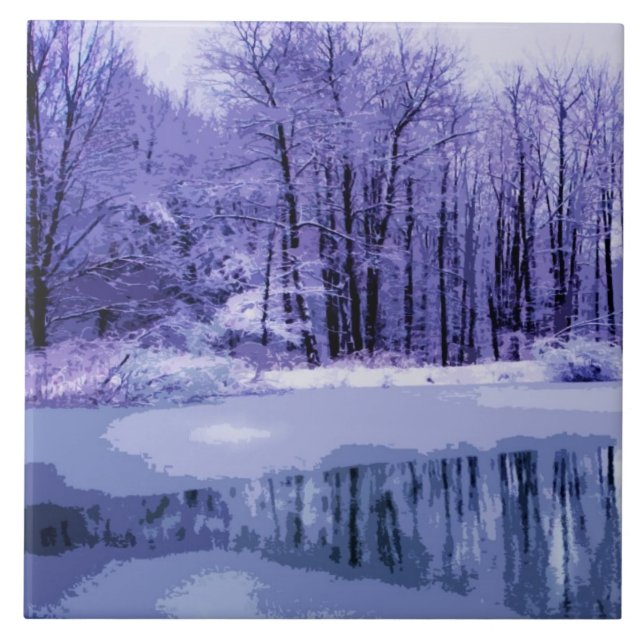 Blue Winter Pond Fliese (Vorderseite)