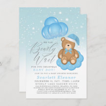 Blue Winter Sleepy Bären Balloons Boy Baby Dusche