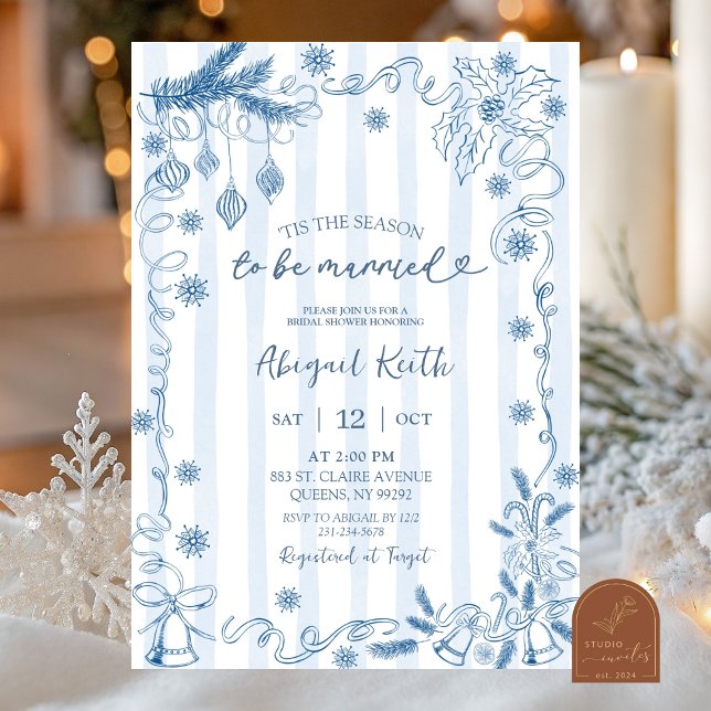 Blue Winter Snow in Love Bridal Shower Einladung (Von Creator hochgeladen)