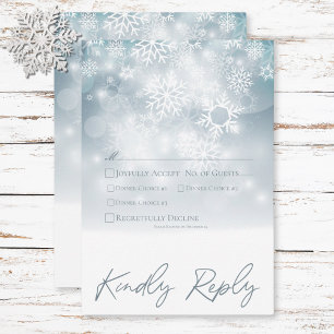 Blue Winter Snow Modernes Hochzeitsessen RSVP Karte