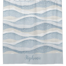 Blue Winter Snowfall Wave Personalized Pattern Duschvorhang