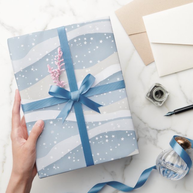 Blue Winter Snowfall Wave Personalized Pattern Geschenkpapier (Schenken)