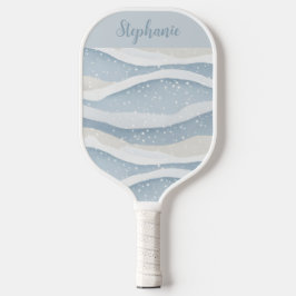Blue Winter Snowfall Wave Personalized Pattern Pickleball Schläger