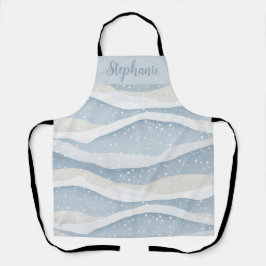 Blue Winter Snowfall Wave Personalized Pattern Schürze