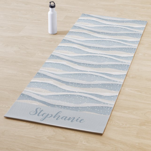 Blue Winter Snowfall Wave Personalized Pattern Yogamatte (Beispiel)