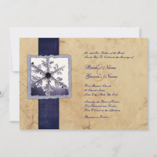 Blue Winter Snowflake Vintage Hochzeit Einladung