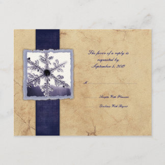 Blue Winter Snowflake Vintage Hochzeit UAWG RSVP Karte