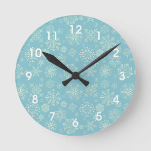 Blue Winter Snowflakes Wall Clock Runde Wanduhr