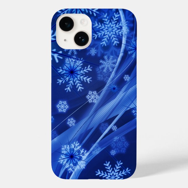 Blue Winter Snowflakes Weihnachten Case-Mate iPhone Hülle (Rückseite)