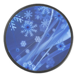 Blue Winter Snowflakes Weihnachten Eishockey Puck