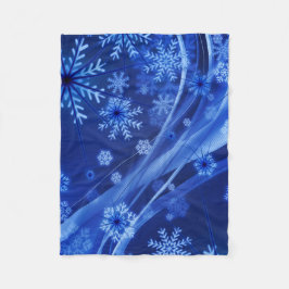 Blue Winter Snowflakes Weihnachten Fleecedecke