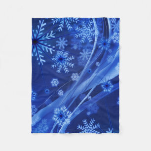 Blue Winter Snowflakes Weihnachten Fleecedecke