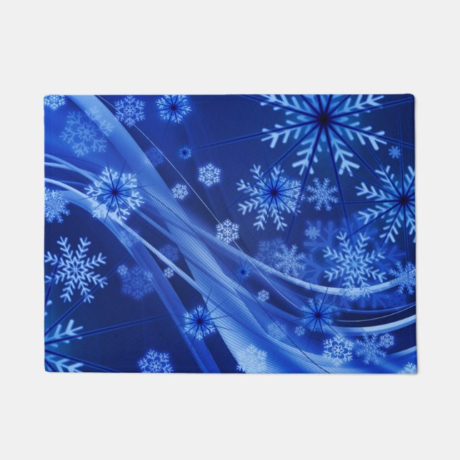 Blue Winter Snowflakes Weihnachten Fußmatte (Vorderseite)