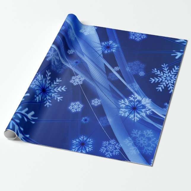 Blue Winter Snowflakes Weihnachten Geschenkpapier (Ungerollt)