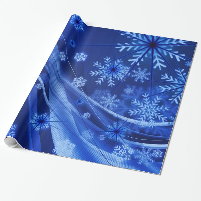 Blue Winter Snowflakes Weihnachten Geschenkpapier (Ungerollt)