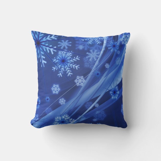 Blue Winter Snowflakes Weihnachten Kissen (Vorderseite)