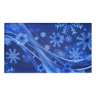 Blue Winter Snowflakes Weihnachten Namenschild