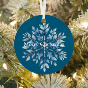 Blue Winter Snowflakes Weihnachten Ornament Aus Metall