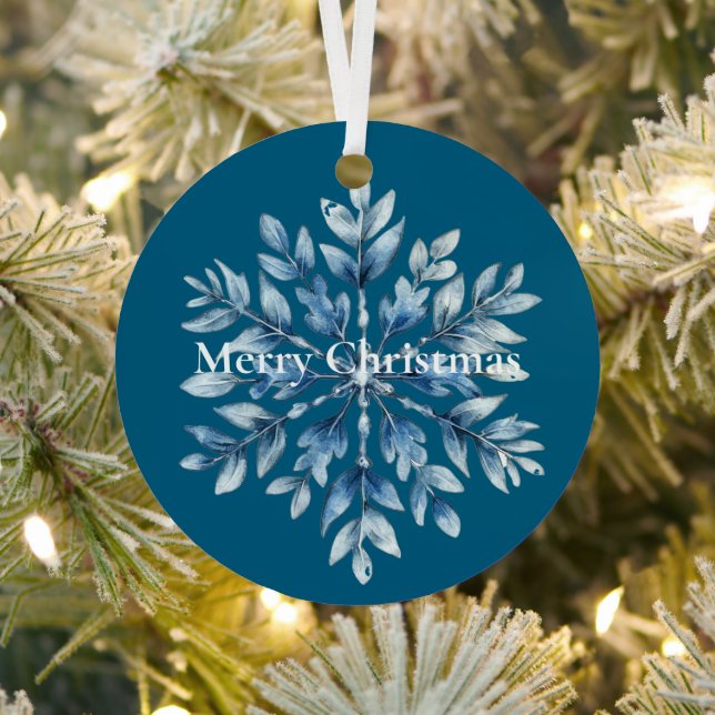 Blue Winter Snowflakes Weihnachten Ornament Aus Metall (InSitu)