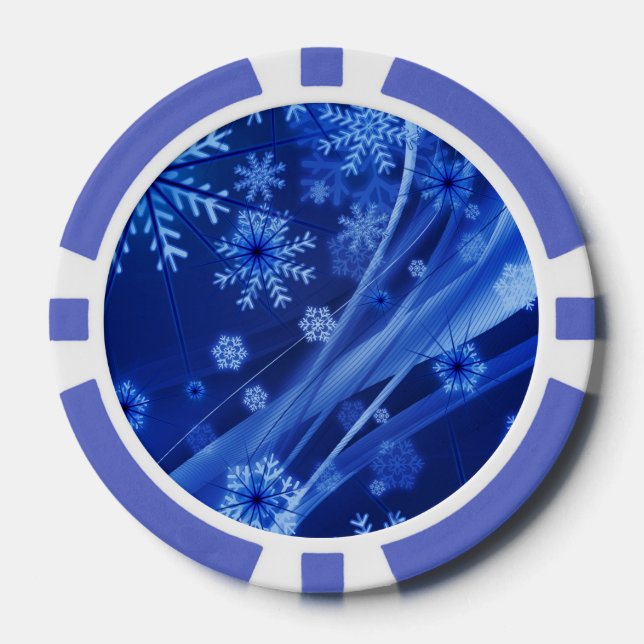Blue Winter Snowflakes Weihnachten Pokerchips (Vorderseite)