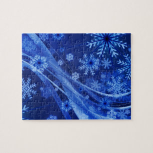 Blue Winter Snowflakes Weihnachten Puzzle