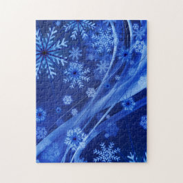 Blue Winter Snowflakes Weihnachten Puzzle