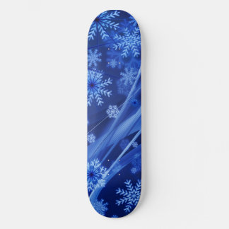 Blue Winter Snowflakes Weihnachten Skateboard