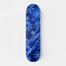 Blue Winter Snowflakes Weihnachten Skateboard