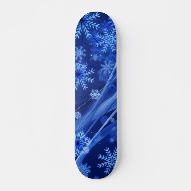Blue Winter Snowflakes Weihnachten Skateboard (Vorne)