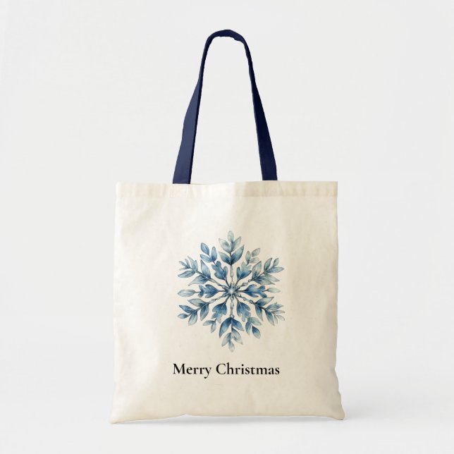 Blue Winter Snowflakes Weihnachten Tragetasche (Vorne)