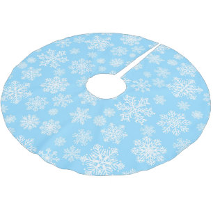Blue Winter Snowflakes Weihnachtsmuster Polyester Weihnachtsbaumdecke