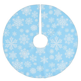 Blue Winter Snowflakes Weihnachtsmuster Polyester Weihnachtsbaumdecke